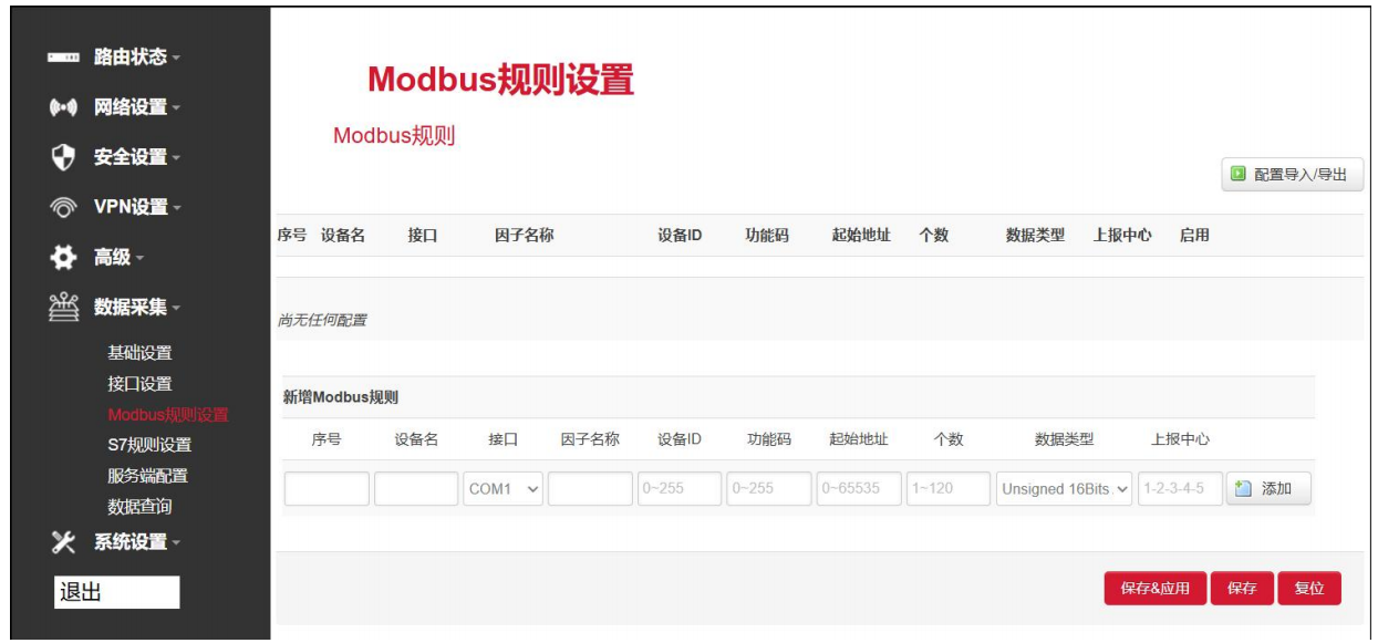 Modbus规则设置